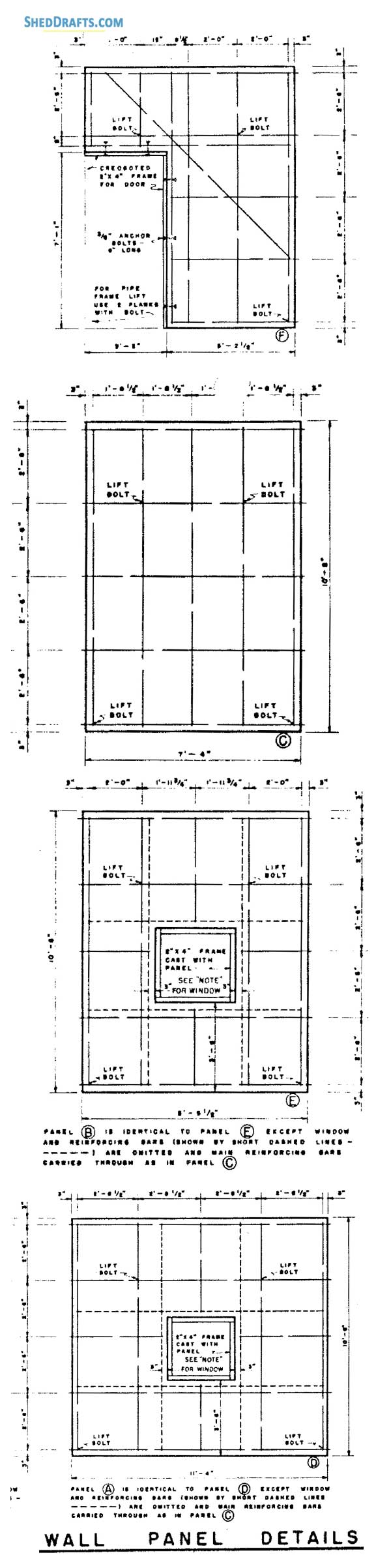28x74 Machine Storage Shed Plans Blueprints 06 Wall Framing