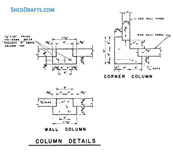 28x74 Machine Storage Shed Plans Blueprints 09 Column Details