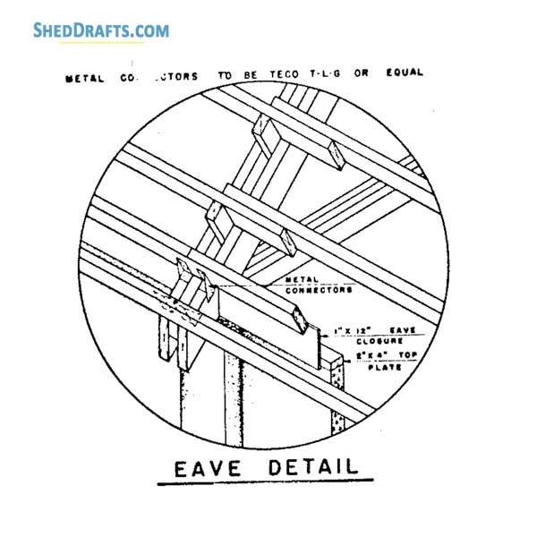 28x74 Machine Storage Shed Plans Blueprints 10 Eave Detail