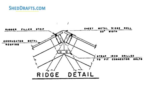 28x74 Machine Storage Shed Plans Blueprints 11 Ridge Detail