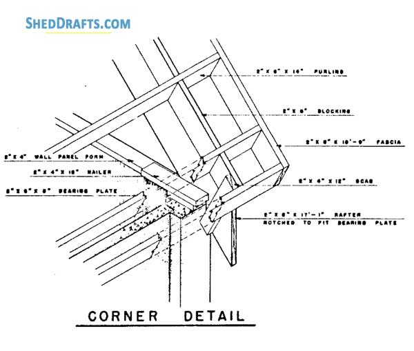 28x74 Machine Storage Shed Plans Blueprints 15 Corner Detail