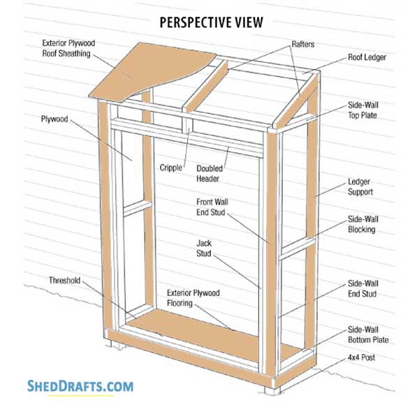 2x6 Lean To Shed Attached To House Plans Blueprints 01 Building Section