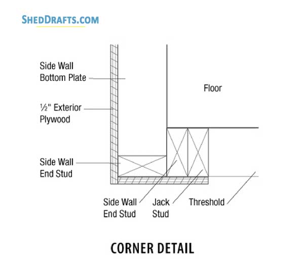 2x6 Lean To Shed Attached To House Plans Blueprints 06 Corner Detail