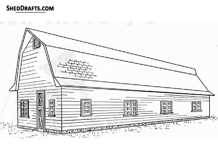 3 Stall Horse Barn Plans Blueprints 00 Draft Design