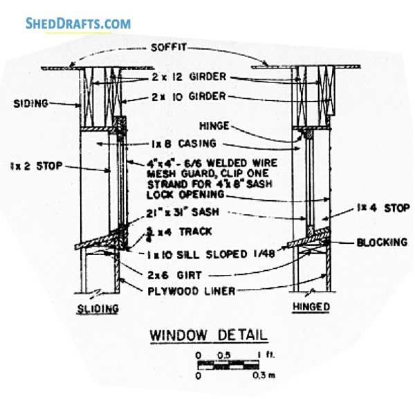 3 Stall Horse Barn Plans With Work Area Blueprints 12 Window Detail