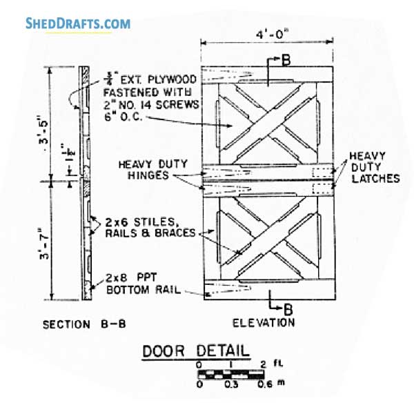 3 Stall Horse Barn Plans With Work Area Blueprints 13 Door Detail
