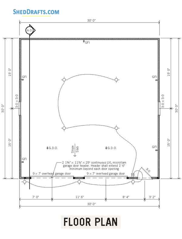 30x30 Two Car Garage Shed Plans Blueprints 01 Floor Framing Plan