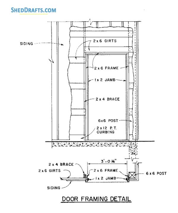 32x130 Machine Shed Building Plans Blueprints 09 Door Framing Details