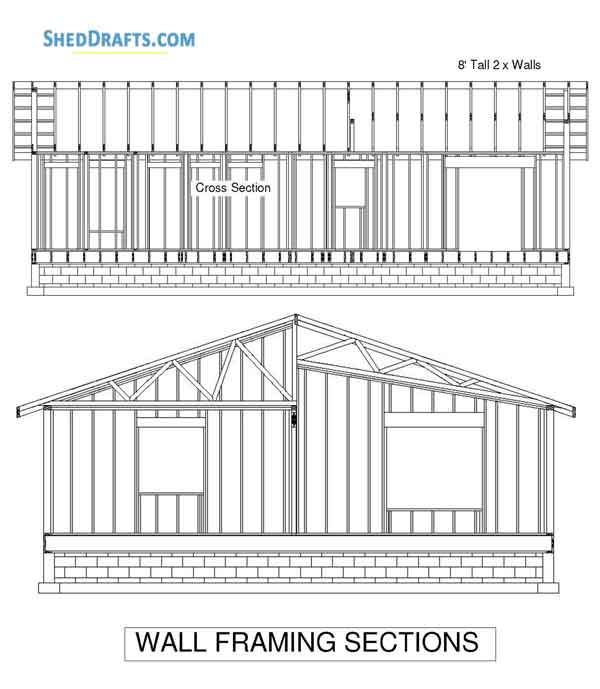 32x44 Gable House Building Plans Blueprints 06 Wall Framing Details