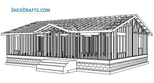 32x44 Gable House Building Plans Blueprints 07 Building Section
