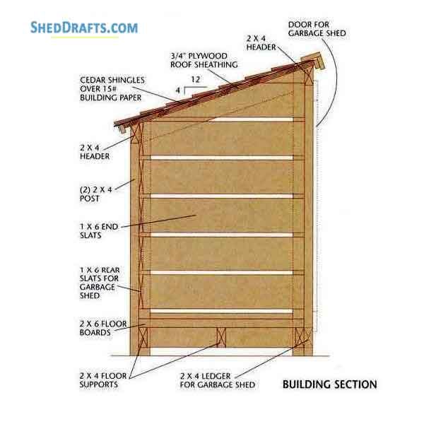 3x6 Lean To Firewood Shed Plans Blueprints 03 Building Section