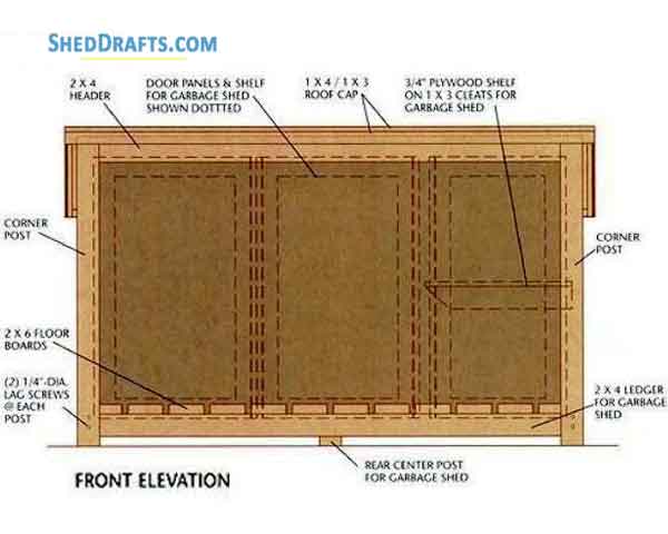 3x6 Lean To Firewood Shed Plans Blueprints 05 Front Elevation