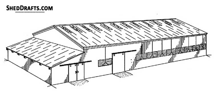 4 Stall Horse Barn Plans With Arena Blueprints 00 Draft Design