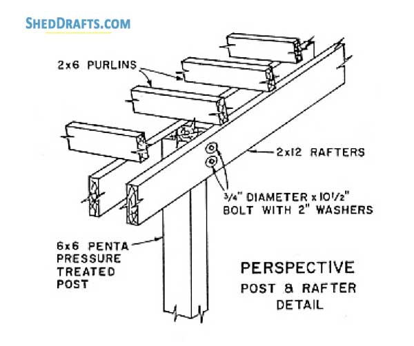 4 Stall Horse Barn Plans With Arena Blueprints 08 Post Rafter Detail
