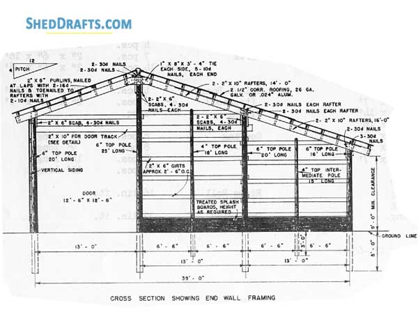 40x60 Pole Barn Plans Blueprints 01 Building Section
