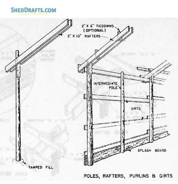 40x60 Pole Barn Plans Blueprints 05 Poles Rafters Purlins Girts