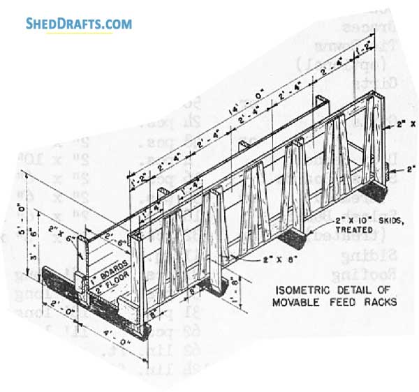 40x60 Pole Barn Plans Blueprints 09 Movable Feed Rack Details