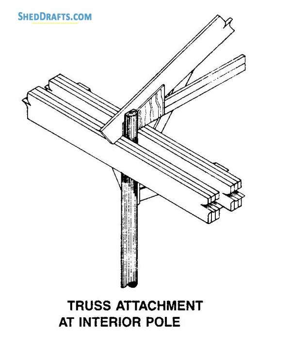 42x64 Pole Barn Plans Blueprints 13 Truss Interior Pole