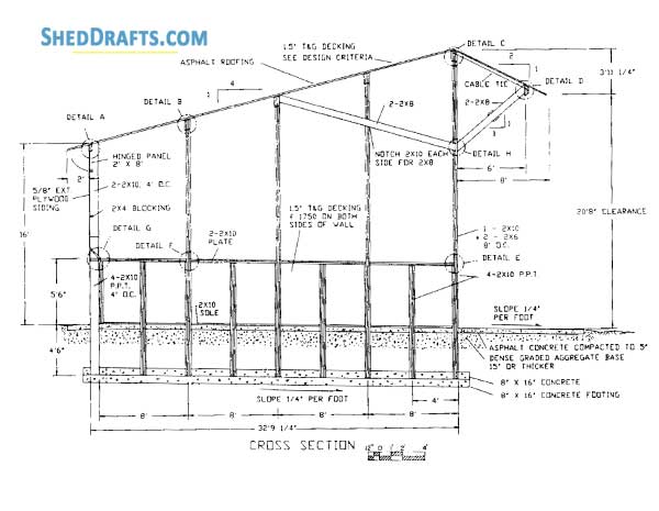 43x52 Salt Sand Storage Shed Plans Blueprints 01 Building Section