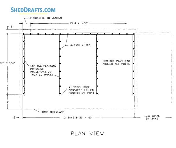 43x52 Salt Sand Storage Shed Plans Blueprints 03 Floor Framing Plan