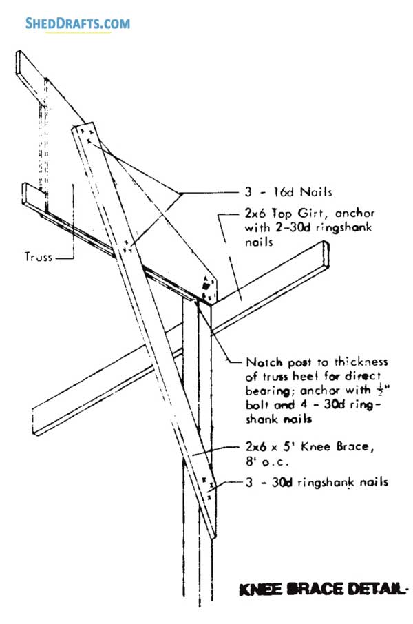 48x96 Pole Machine Shed Plans Blueprints 06 Knee Brace Detail
