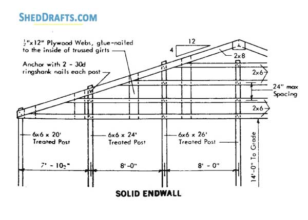 48x96 Pole Machine Shed Plans Blueprints 08 Solid Endwall
