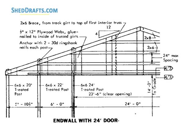 48x96 Pole Machine Shed Plans Blueprints 09 Endwall Framing