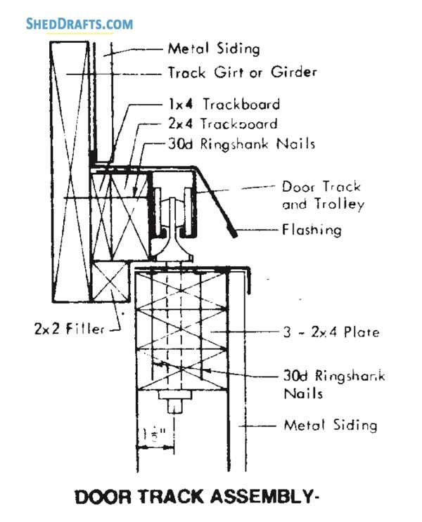 48x96 Pole Machine Shed Plans Blueprints 11 Door Track Assembly