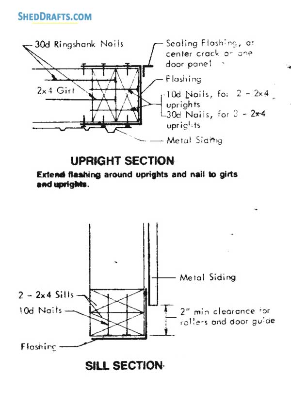 48x96 Pole Machine Shed Plans Blueprints 14 Upright Sill Section