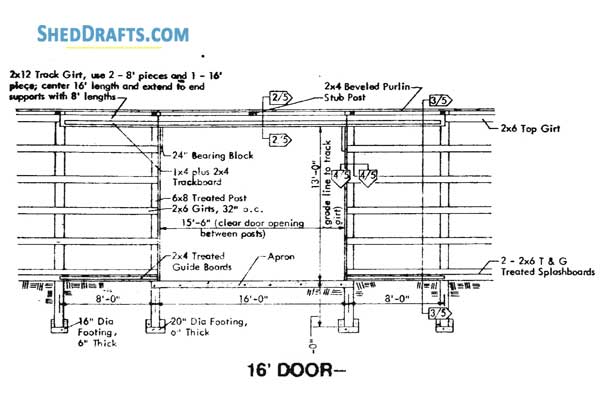 48x96 Pole Machine Shed Plans Blueprints 15 Door Framing