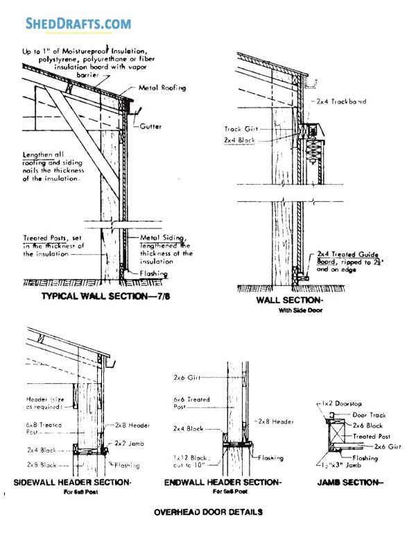 48x96 Pole Machine Shed Plans Blueprints 26 Sidewall Section