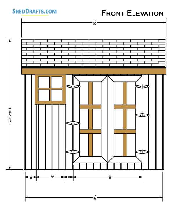 4x10 Lean To Garden Shed Plans Blueprints 02 Front Elevation