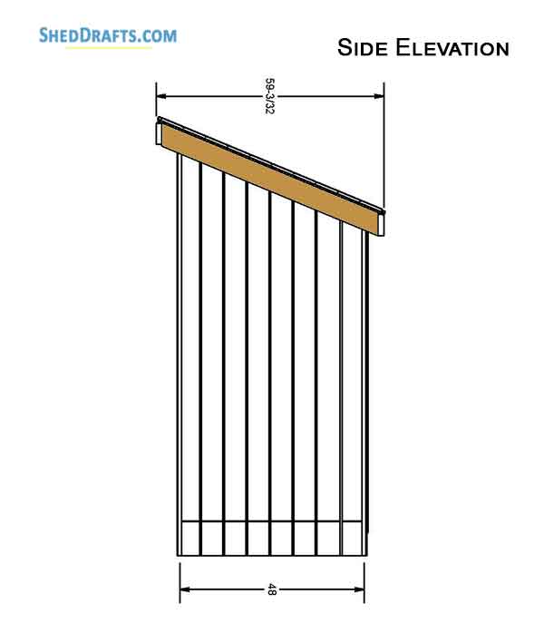 4x10 Lean To Garden Shed Plans Blueprints 03 Side Elevation