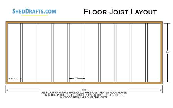 4x10 Lean To Garden Shed Plans Blueprints 07 Floor Joist Layout