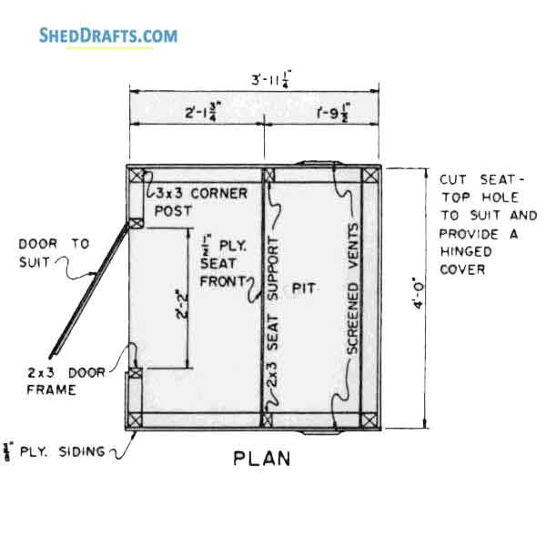 4x4 Lean To Tool Storage Shed Building Plans Blueprints 02 Floor Framing Plan