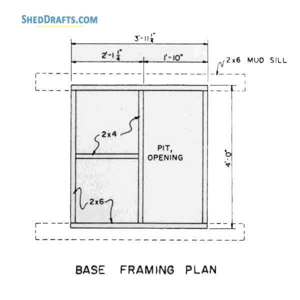 4x4 Lean To Tool Storage Shed Building Plans Blueprints 03 Foundation Layout