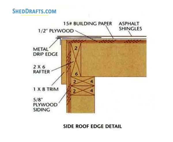 4x6 Lean To Roof Tool Shed Plans Blueprints 14 Side Roof Edge Detail