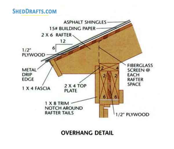 4x6 Lean To Roof Tool Shed Plans Blueprints 15 Overhang Detail