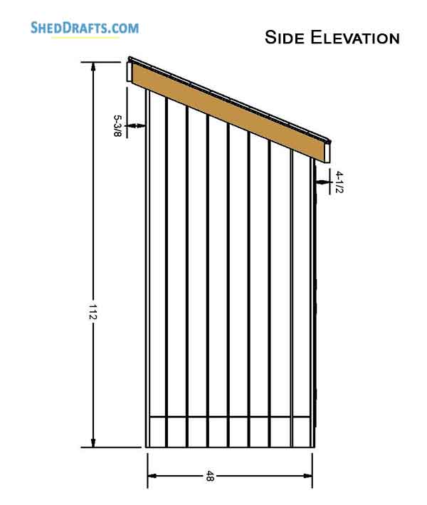 4x8 Lean To Shed Building Plans Blueprints 03 Side Elevation