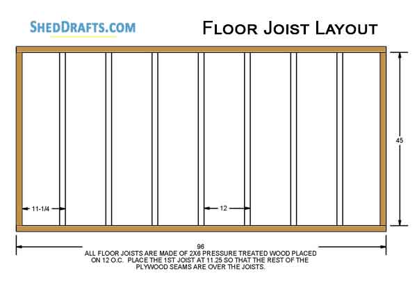 4x8 Lean To Shed Building Plans Blueprints 07 Floor Joist Layout