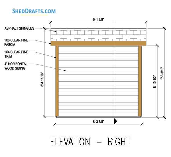 4x8 Lean To Tool Shed Plans Blueprints 04 Right Elevation