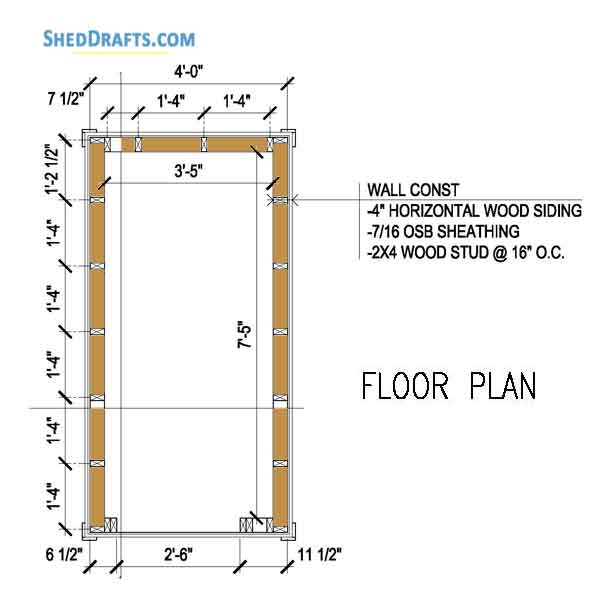 4x8 Lean To Tool Shed Plans Blueprints 06 Floor Framing Plan