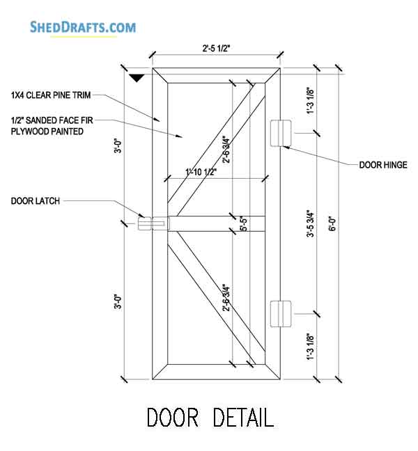 4x8 Lean To Tool Shed Plans Blueprints 12 Door Detail