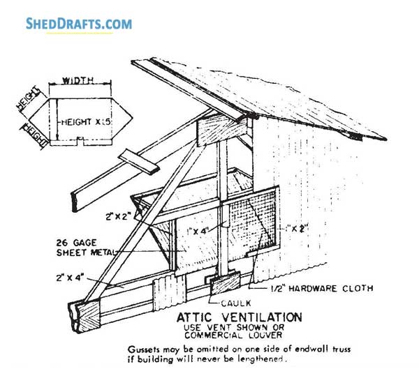 50x64 Pole Barn Utility Shed Plans Blueprints 09 Attic Ventilation