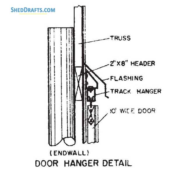 50x64 Pole Barn Utility Shed Plans Blueprints 10 Door Hanger Detail