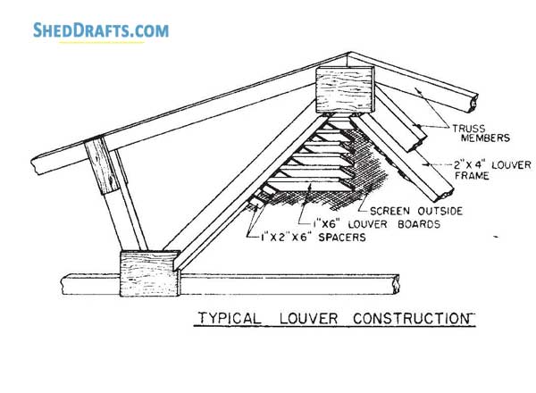 50x64 Pole Barn Utility Shed Plans Blueprints 13 Louver Construction