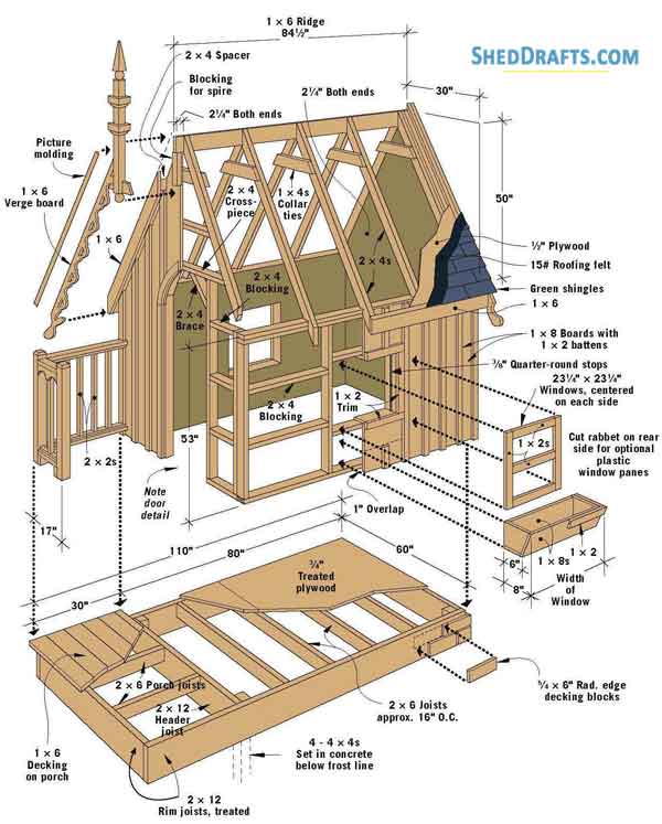 5x7 Playhouse Shed Plans Blueprints 01 Building Section