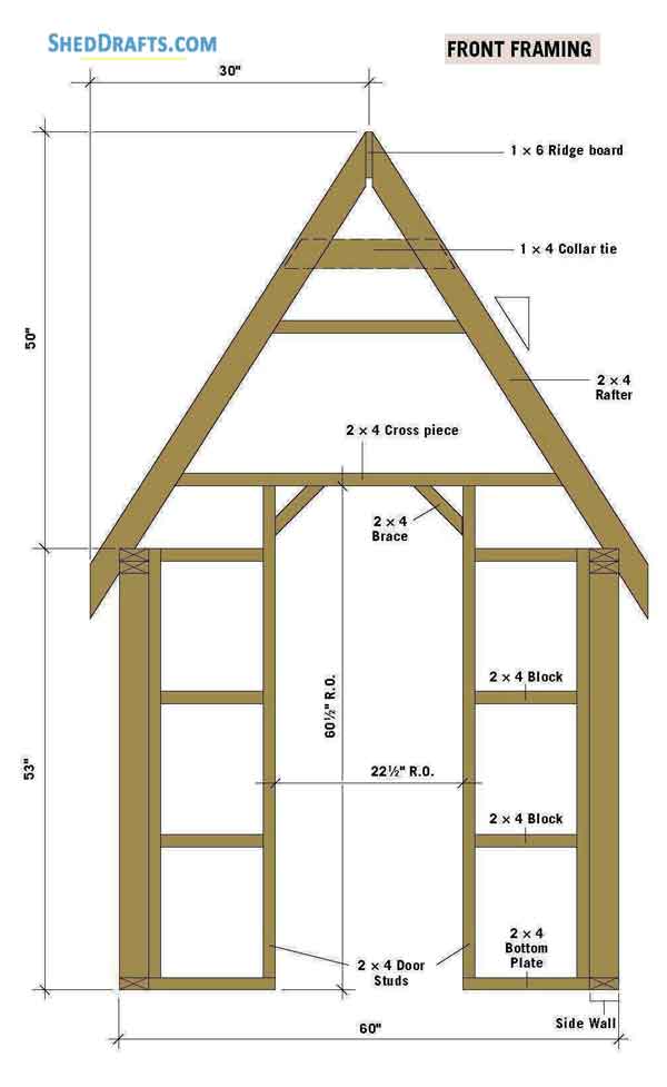 5x7 Playhouse Shed Plans Blueprints 09 Front Wall Framing