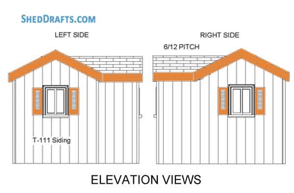 6x10 Gable Playhouse Shed Plans Blueprints 04 Left Right Elevations