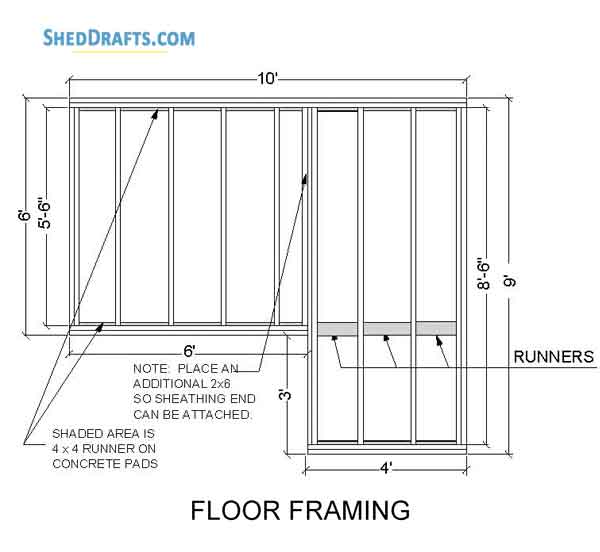 6x10 Gable Playhouse Shed Plans Blueprints 05 Floor Framing Plan